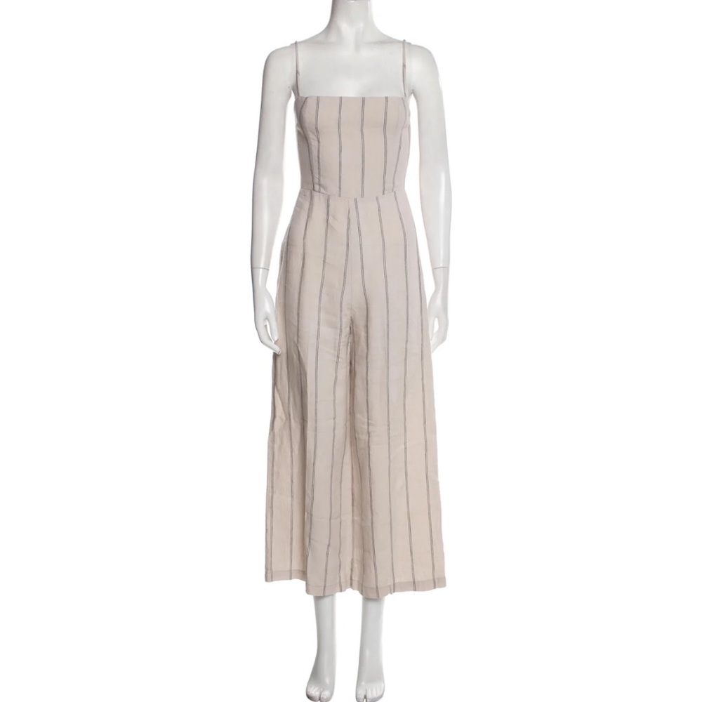 Reformation Linen striped Jumpsuit with back zipper Size 4
